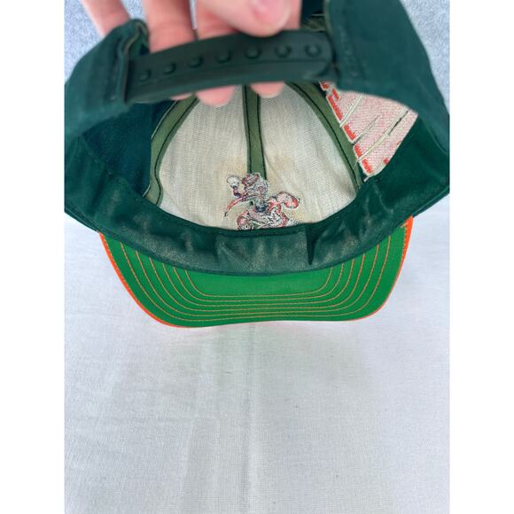 VTG Miami Canes Snapback Hurricanes Cap 90s USA Made Embroidered Green Orange - Picture 9 of 11